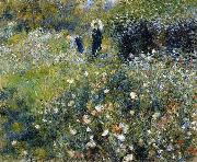 Mujer con una sombrilla en un jardin Auguste renoir